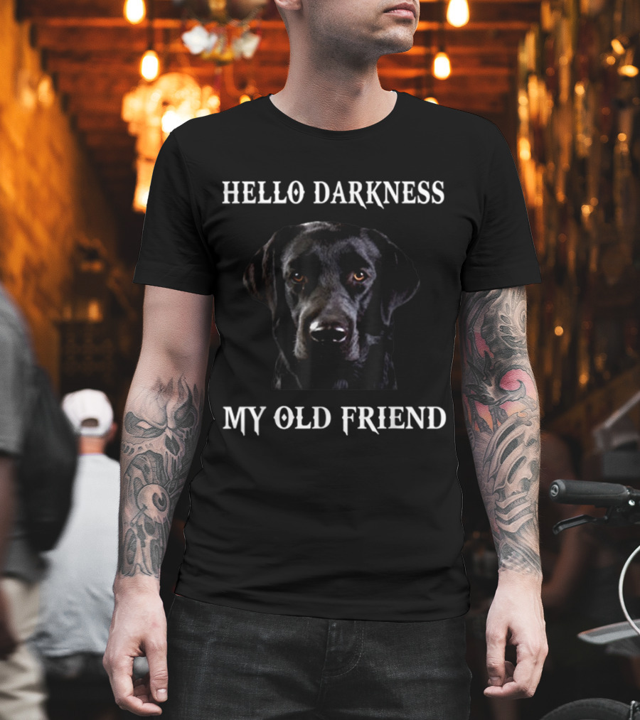 Labrador Hello Darkness My Old Friend Black Dog Face T-Shirt