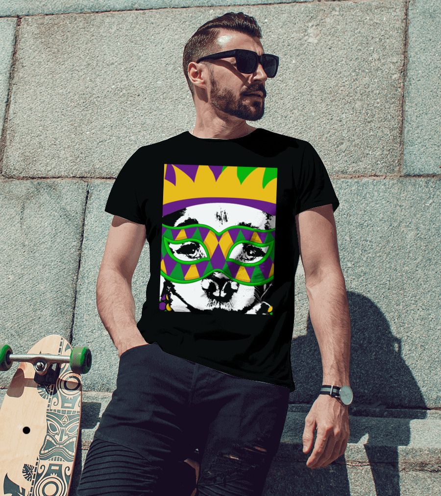 Mardi Gras Golden Retriever Dog Mask And Crown Colorful T-Shirt