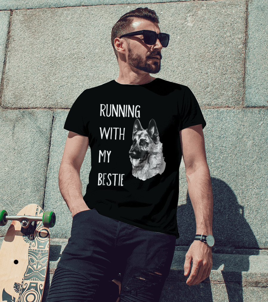 Running With My Bestie German Shepherd Dog For Runners T-Shirt