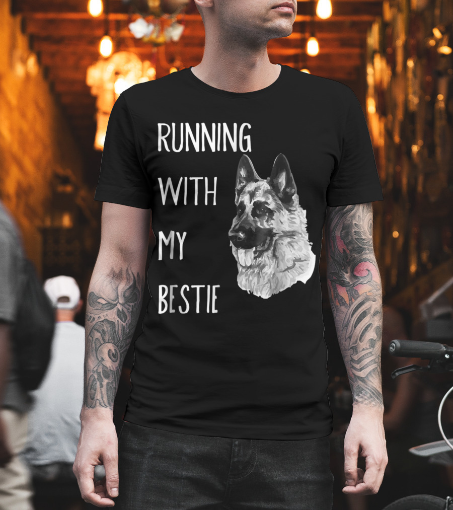 Running With My Bestie German Shepherd Dog For Runners T-Shirt