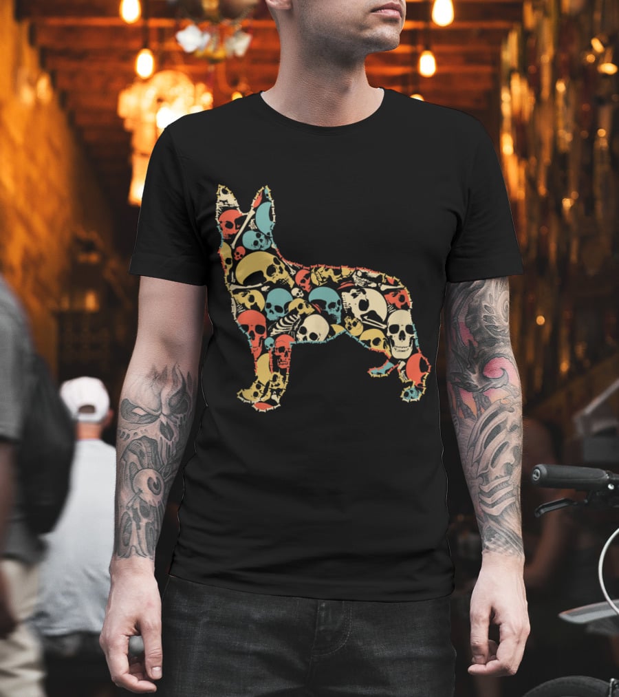 Skeleton Skull German Shepherd Vintage T-Shirt
