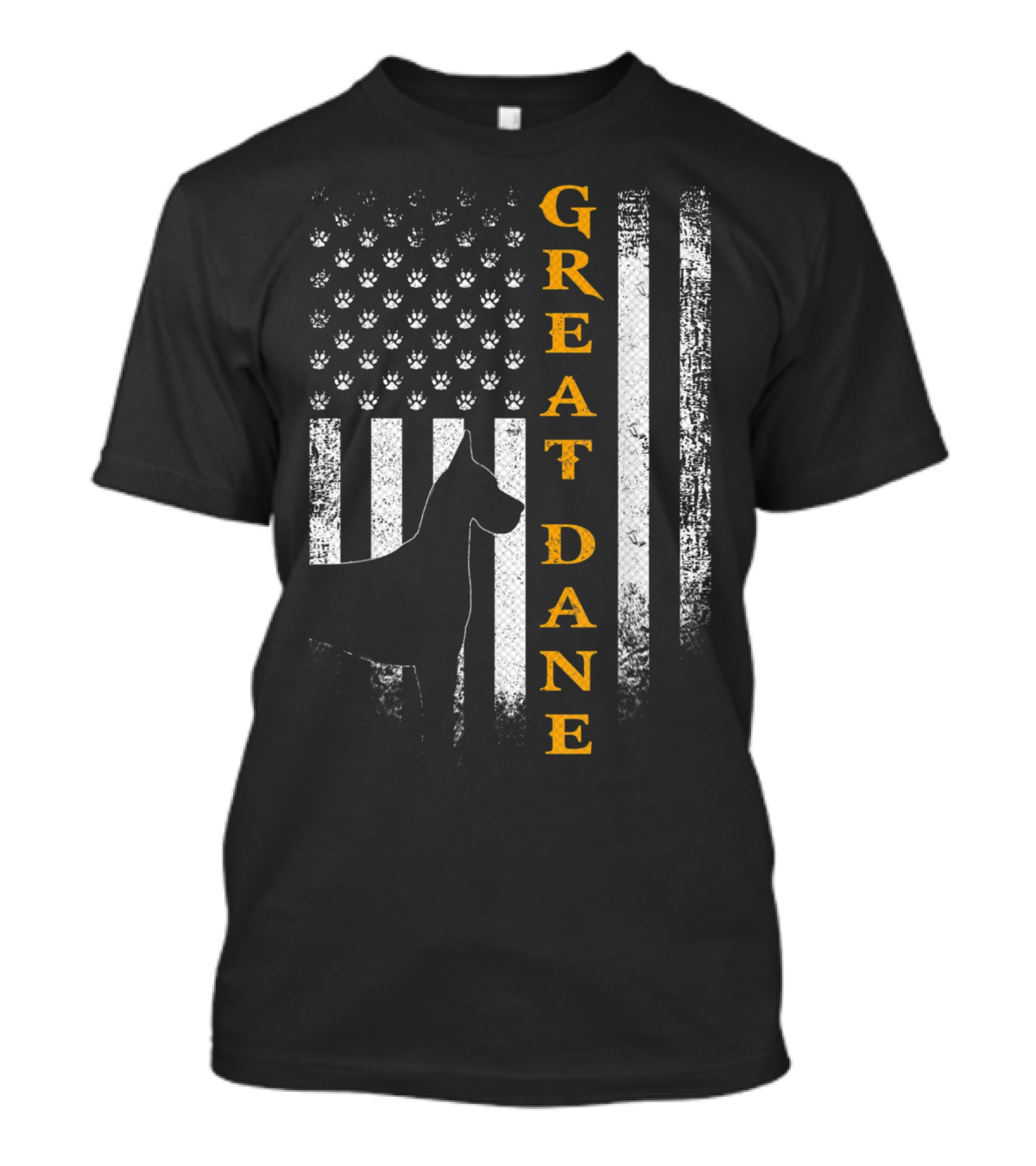 Great Dane American Flag Paw Print Vintage USA Dog T-Shirt