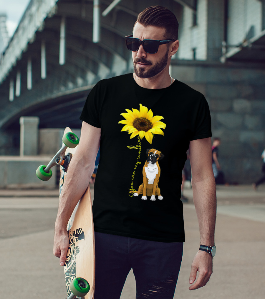 You Are My Sunshine Sunflower Cute Boxer Dog Mom Mother Day T-Shirt