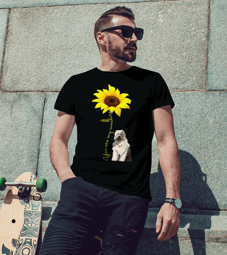 You Are My Sunshine Sunflower With Old English Sheepdog Mom T-Shirt