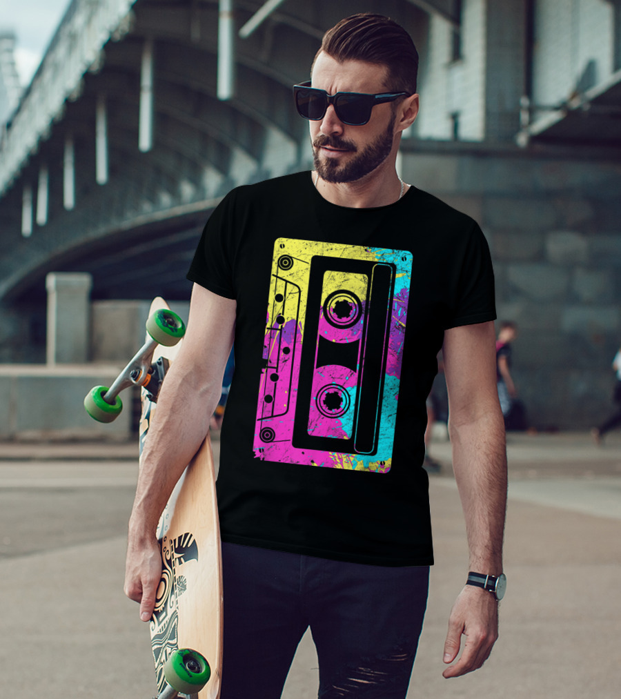 Cassette Tape Mixtape Music 80s And 90s Retro Colorful T-Shirt