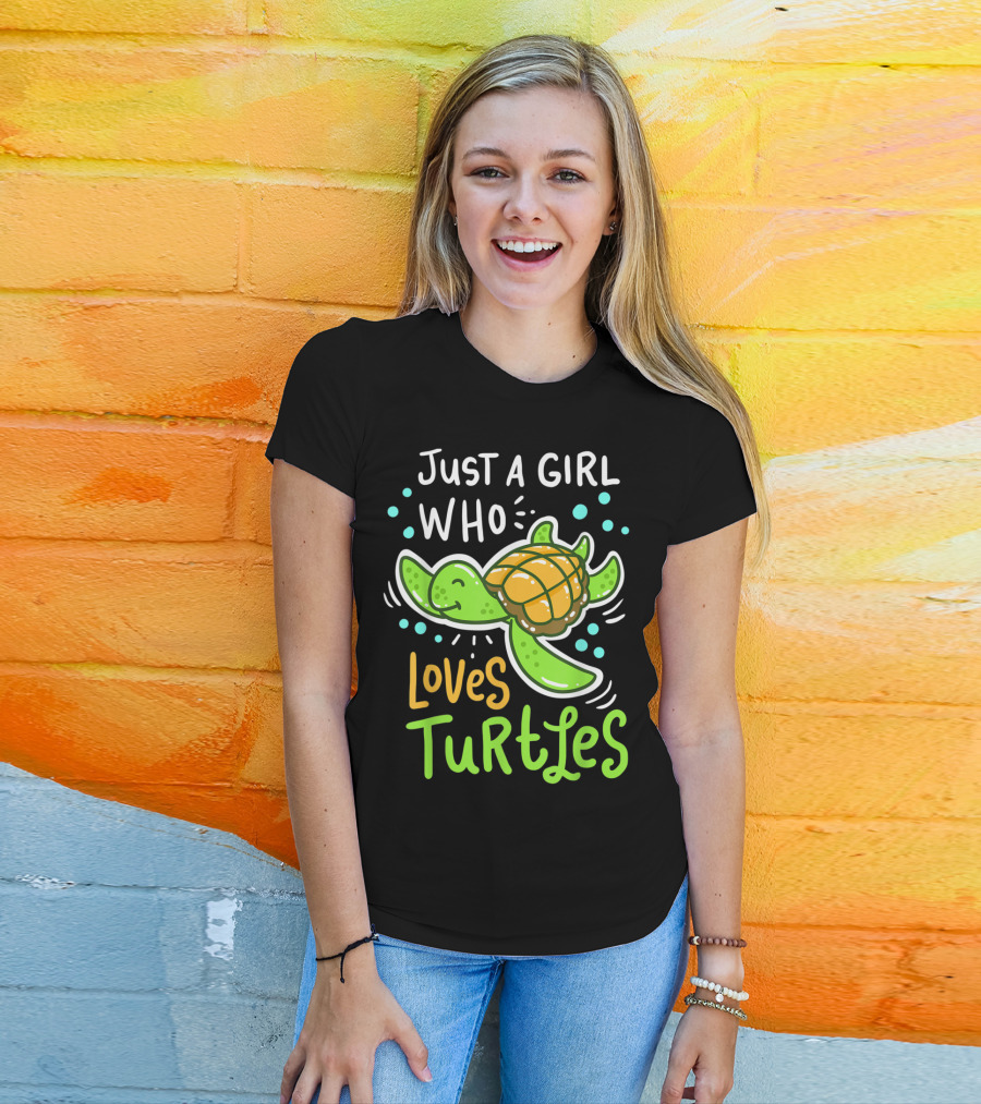 Just A Girl Who Loves Turtles Turtle Sea Animal Shelled Reptiles Tortoise T-Shirt