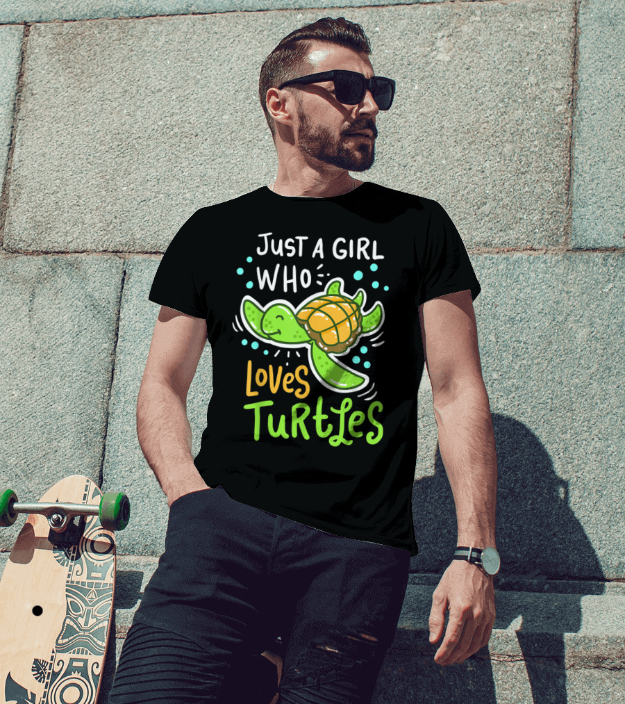 Just A Girl Who Loves Turtles Turtle Sea Animal Shelled Reptiles Tortoise T-Shirt