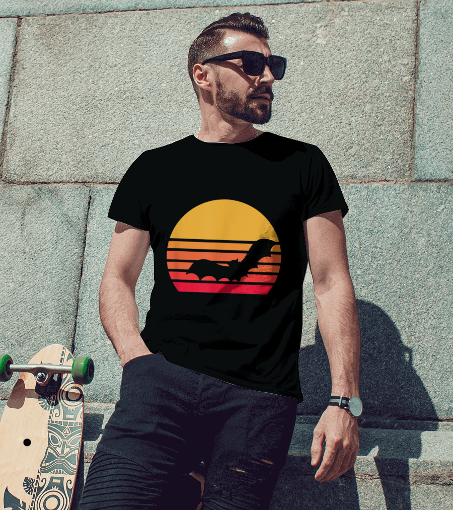 Vintage Sunset Halloween Bat Vampire T-Shirt
