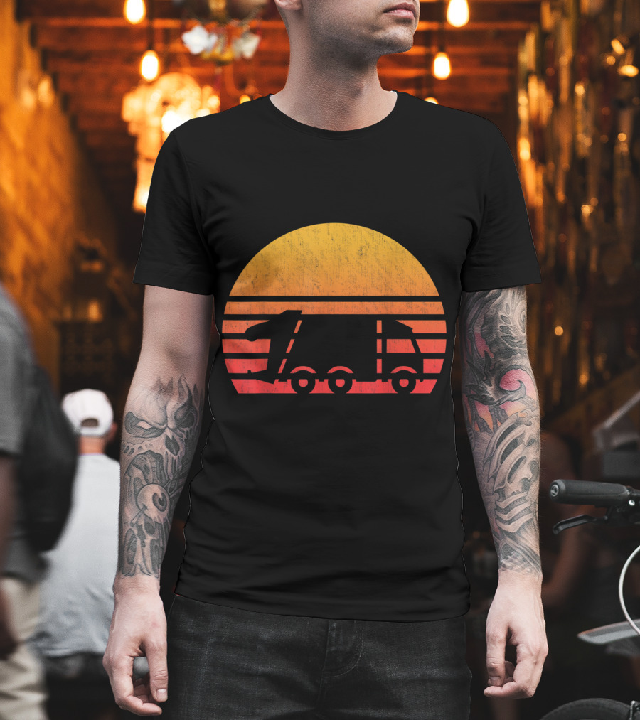 Vintage Sunset Garbage Truck T-Shirt
