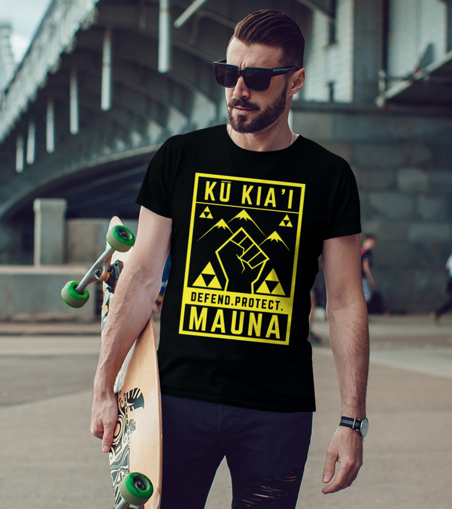 Kū Kia'i Mauna Defend Protect Fist And Mountain Symbols T-Shirt