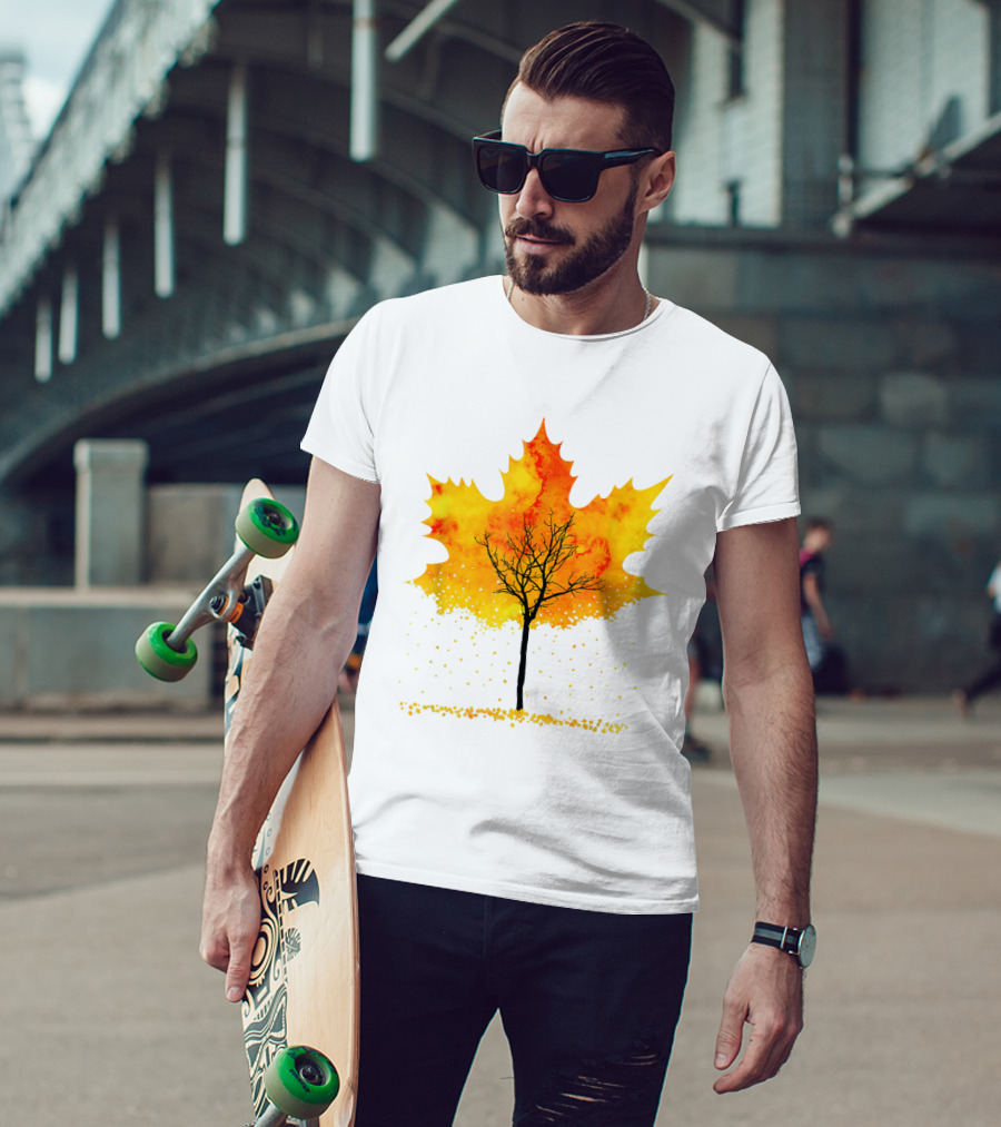Maple Tree Autumn Leaves Fall Forest Scene T-Shirt