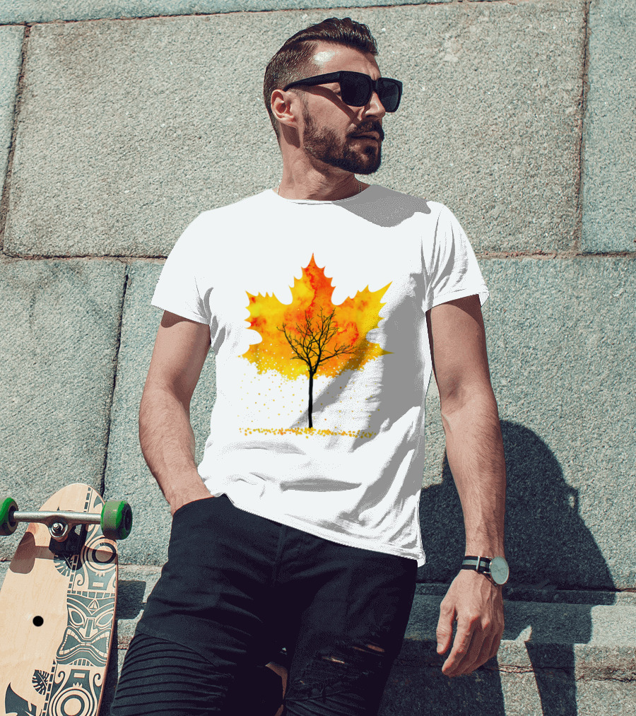 Maple Tree Autumn Leaves Fall Forest Scene T-Shirt