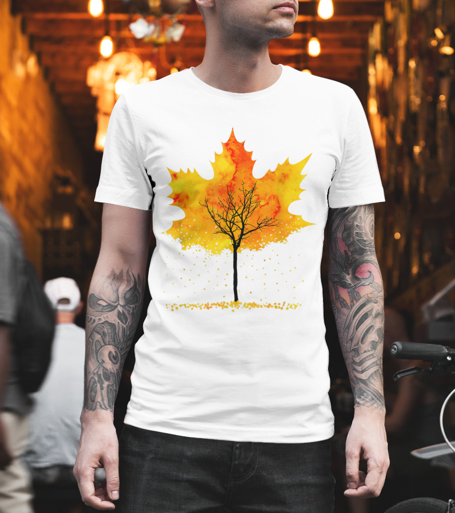 Maple Tree Autumn Leaves Fall Forest Scene T-Shirt