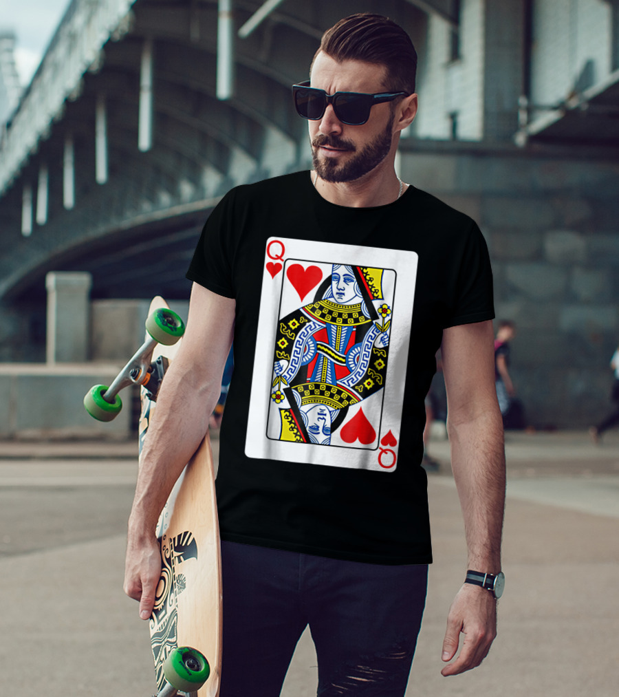Queen Of Hearts Playing Card Poker T-Shirt