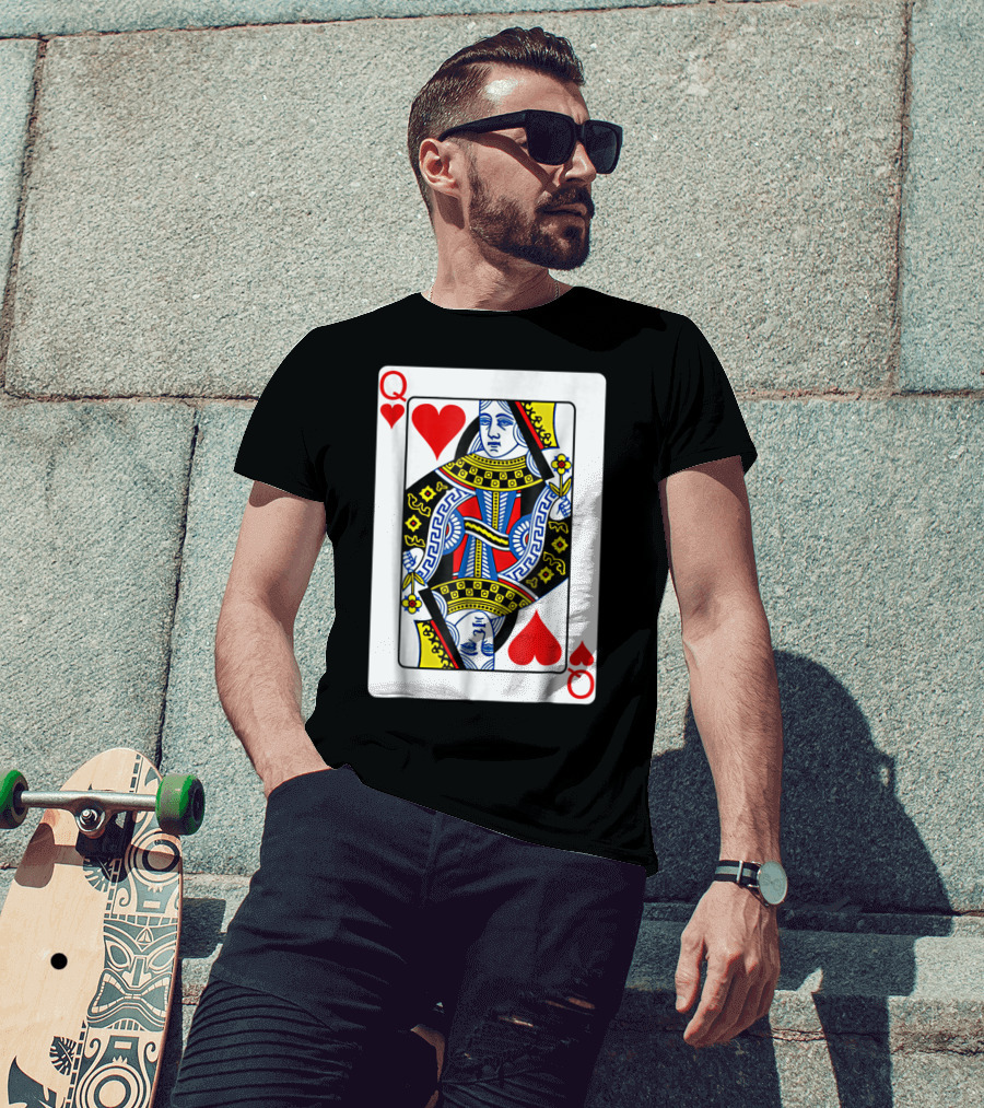 Queen Of Hearts Playing Card Poker T-Shirt