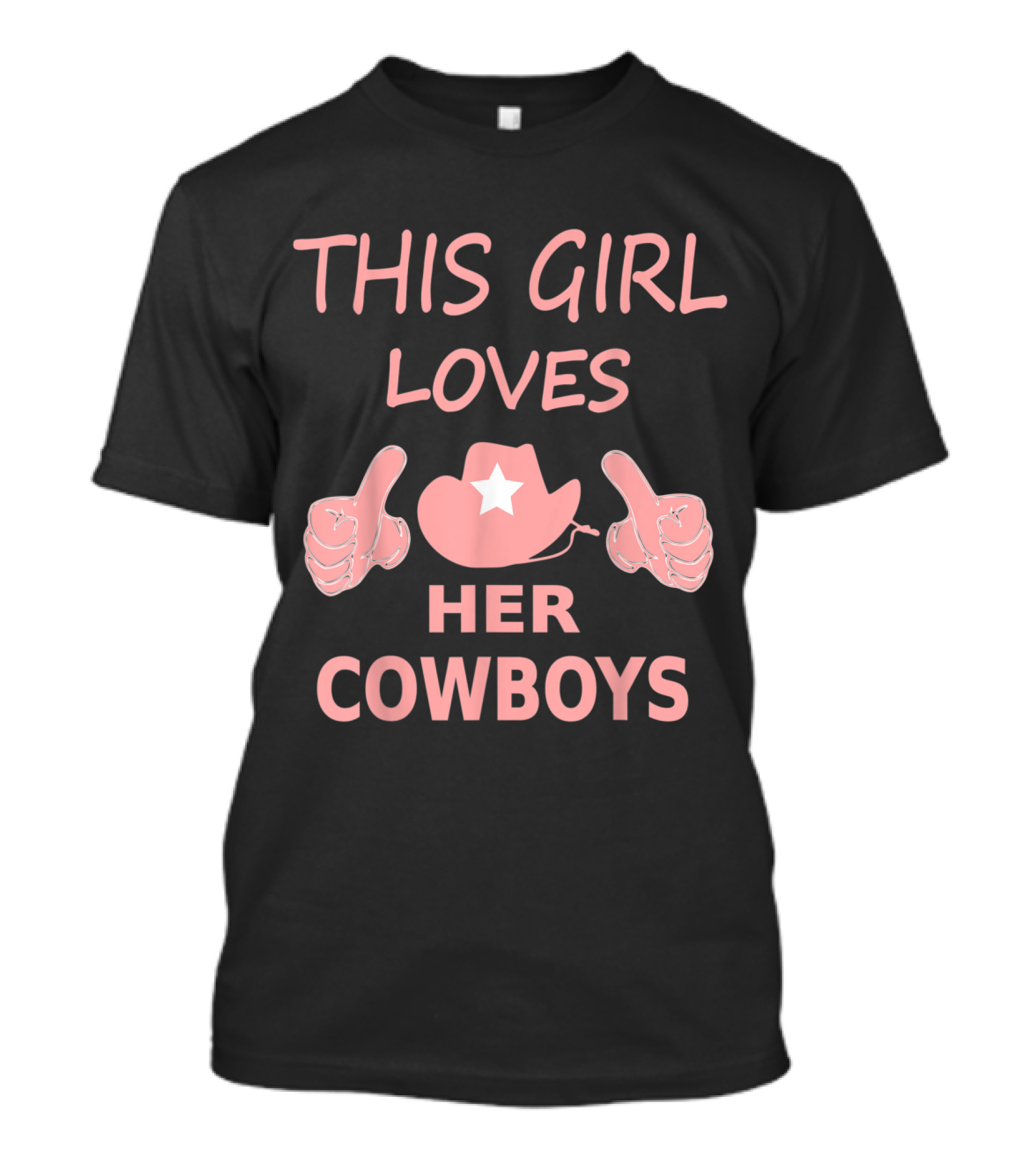 This Girl Loves Her Cowboys Cute Football Cowgirl Hat Thumbs Up T-Shirt