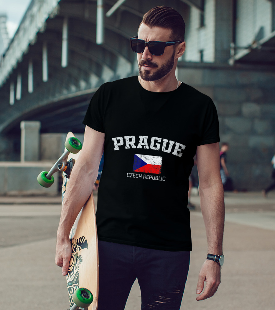 Prague Czech Republic Flag Vintage T-Shirt