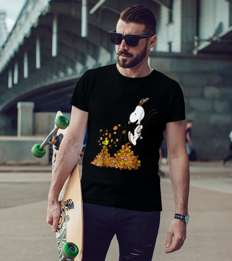 Funny Snoopy Jumping Into Leaves Peanuts Charlie Brown T-Shirt