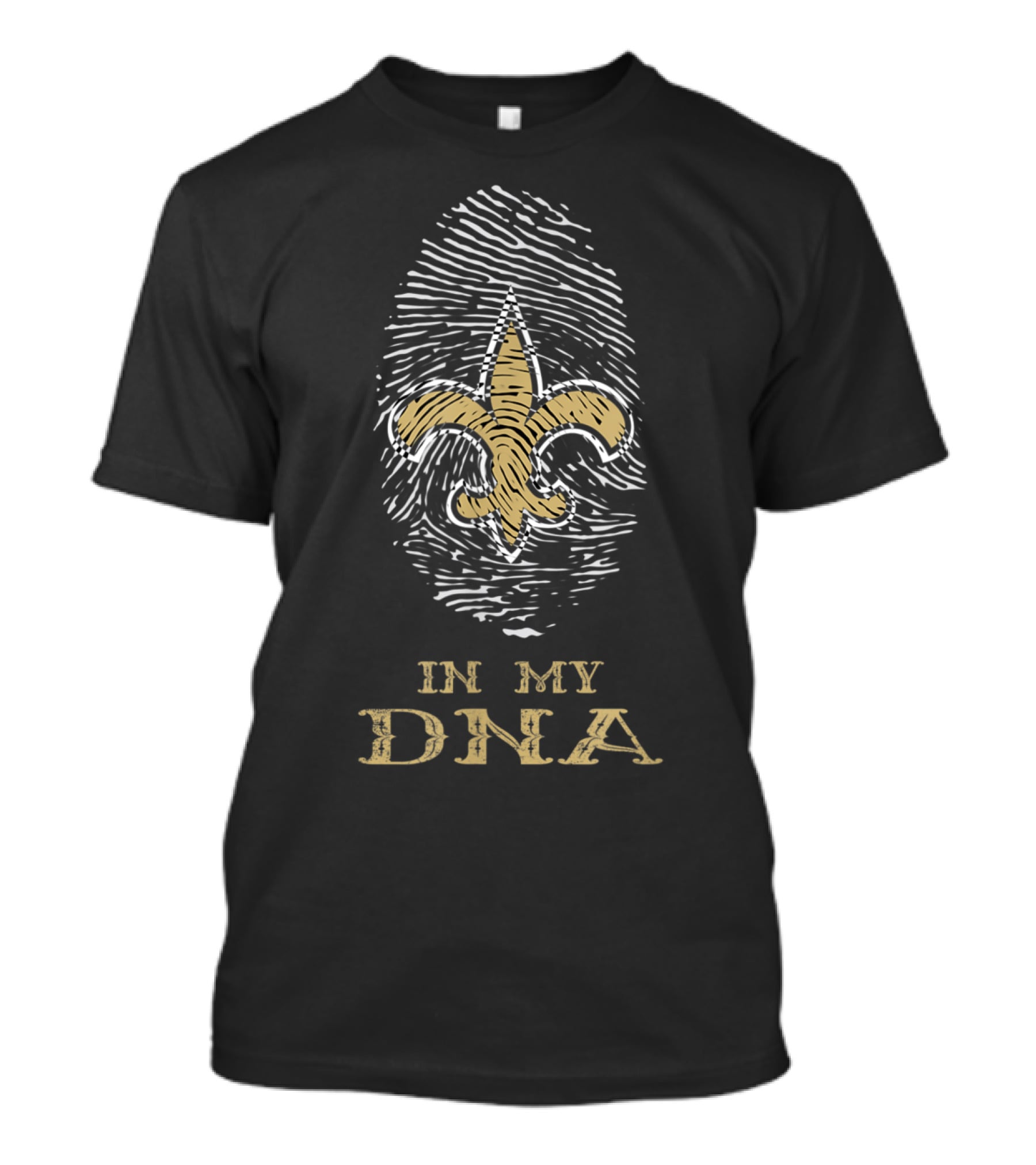 In My DNA Nola New Orleans Football Saints Fingerprint Fleur-de-Lis T-Shirt