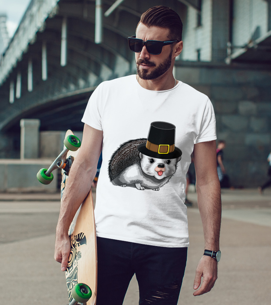 Thanksgiving Pilgrim Hedgehog Gratitude Holiday Tradition T-Shirt