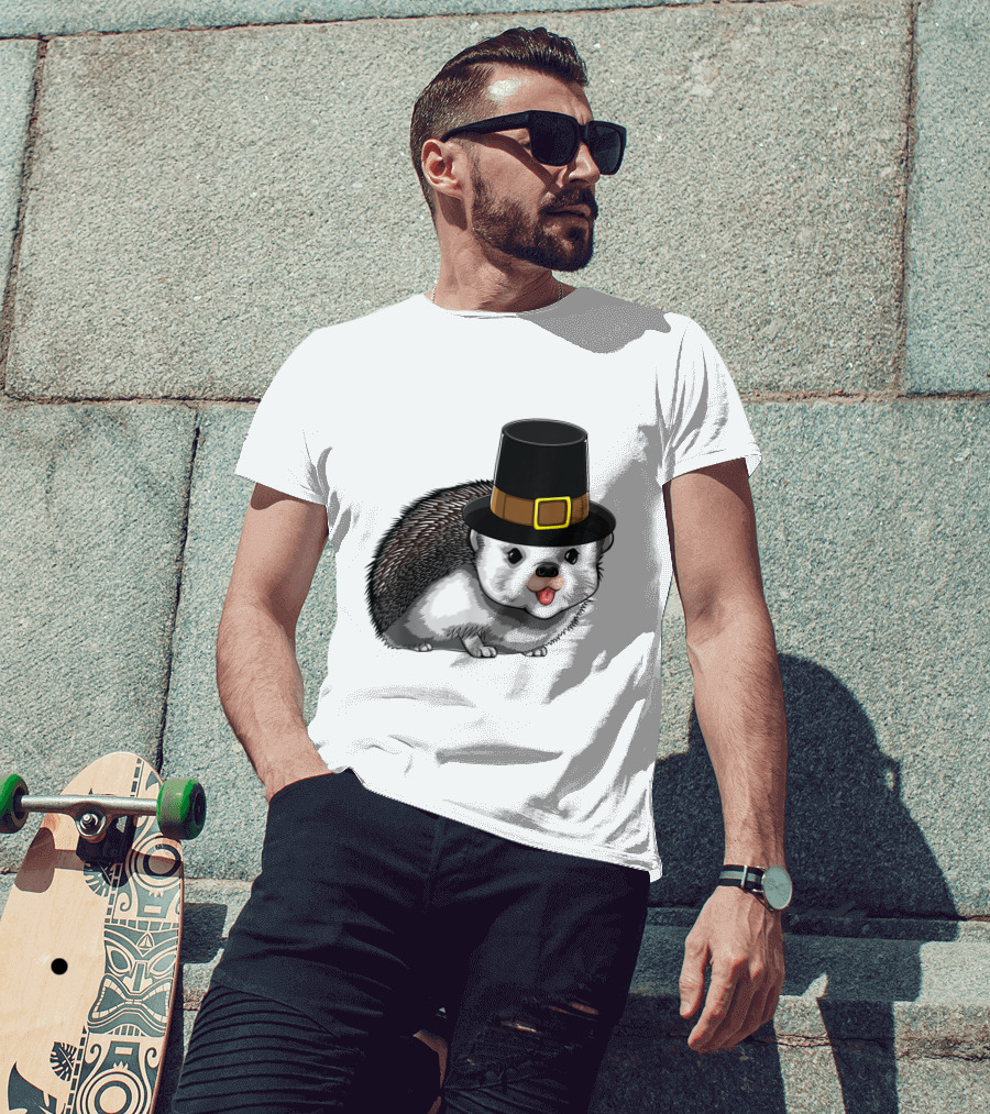 Thanksgiving Pilgrim Hedgehog Gratitude Holiday Tradition T-Shirt