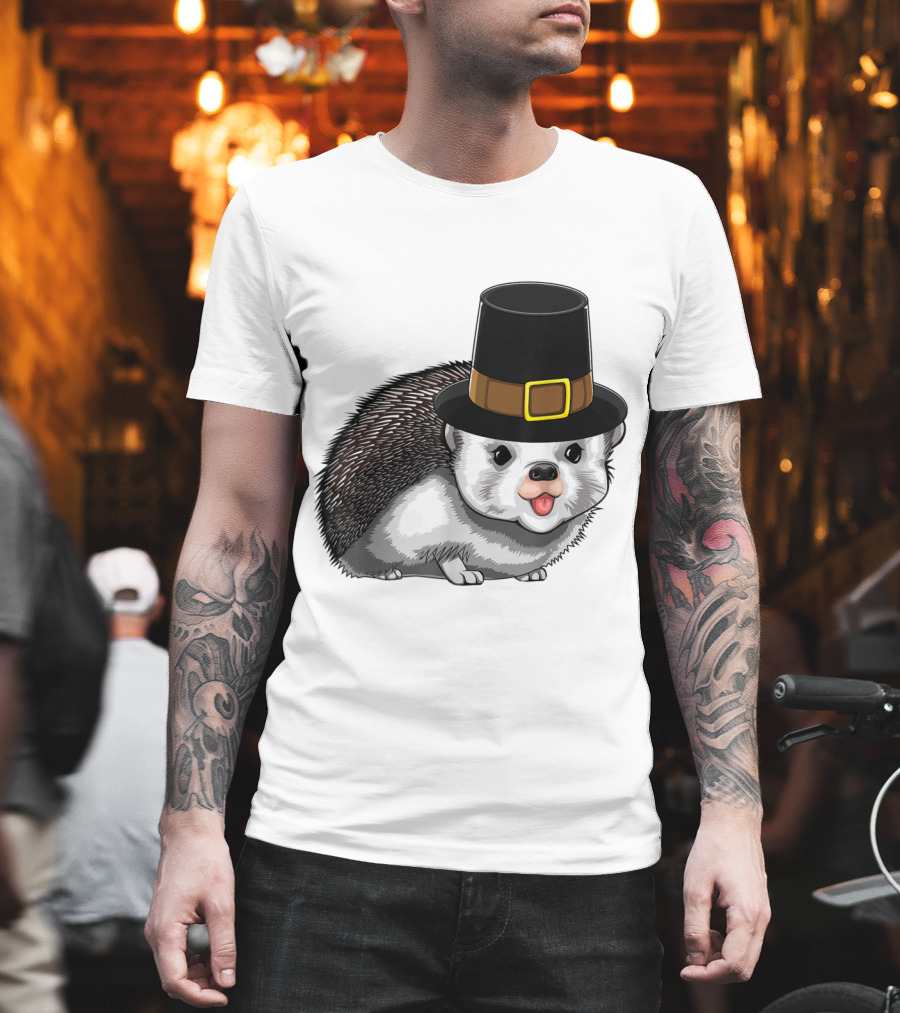 Thanksgiving Pilgrim Hedgehog Gratitude Holiday Tradition T-Shirt