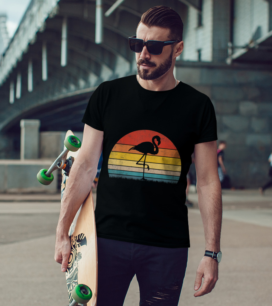 Vintage Sunset Trendy Animal Flamingo T-Shirt