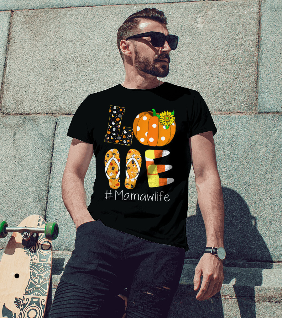 Love Pumpkin Sunflower Mamaw Life Halloween T-Shirt