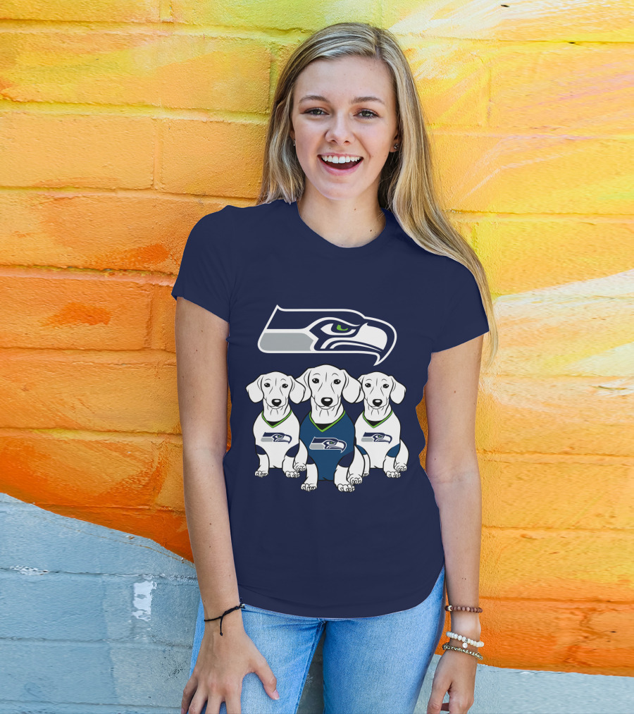 Seattle Seahawks Dachshund Dogs Football T-Shirt