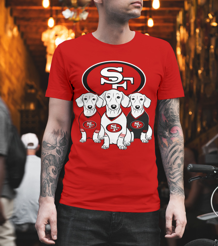 San Francisco 49ers Dachshund Dog Trio T-Shirt