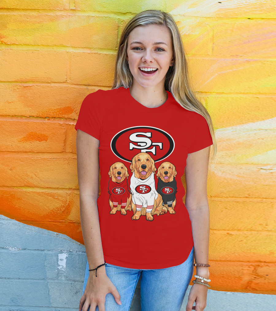 San Francisco 49ers NFL Golden Retriever Dogs Team T-Shirt