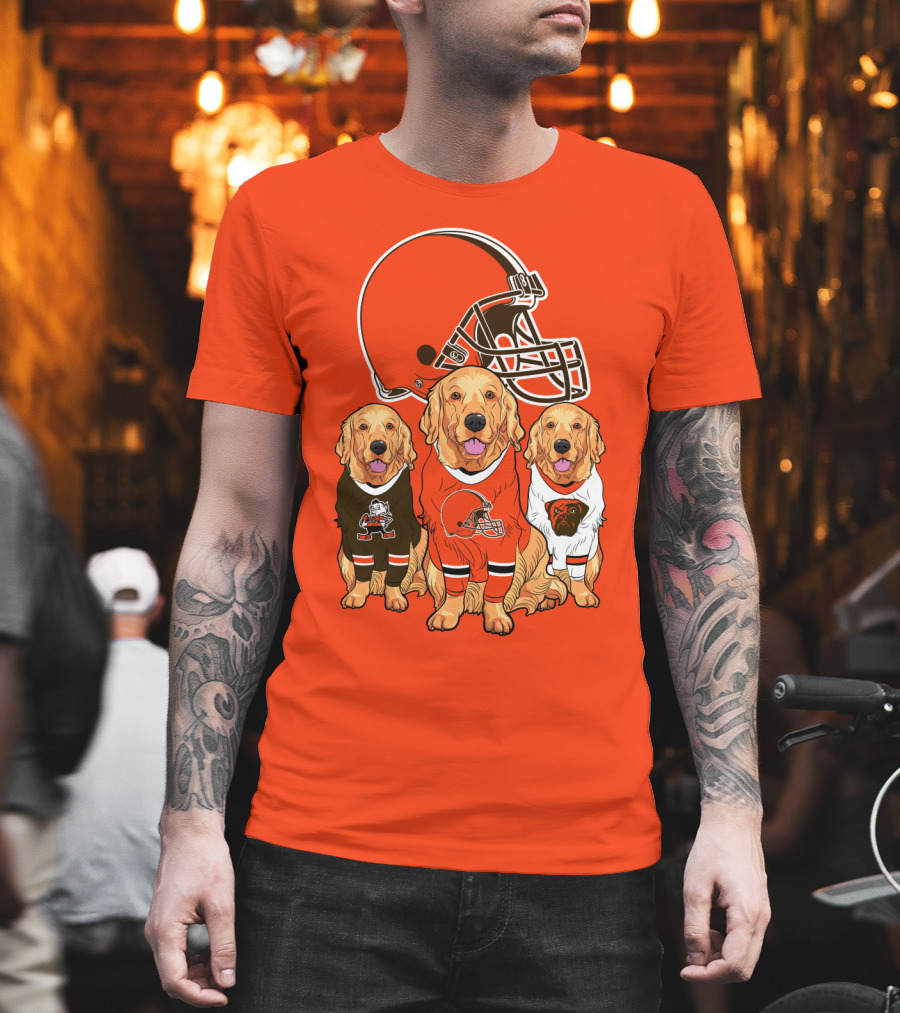 Cleveland Browns Dogs Football Golden Retrievers T-Shirt