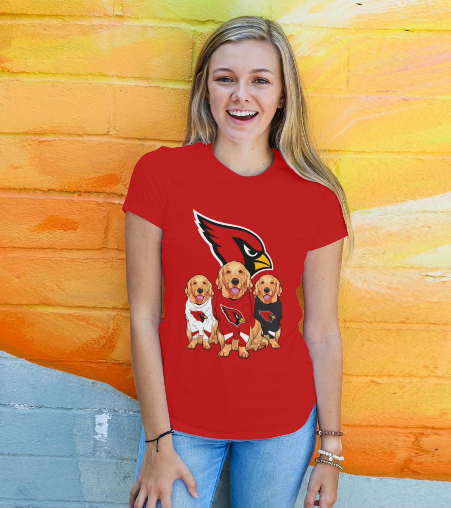 Arizona Cardinals Golden Retrievers Red Uniforms T-Shirt