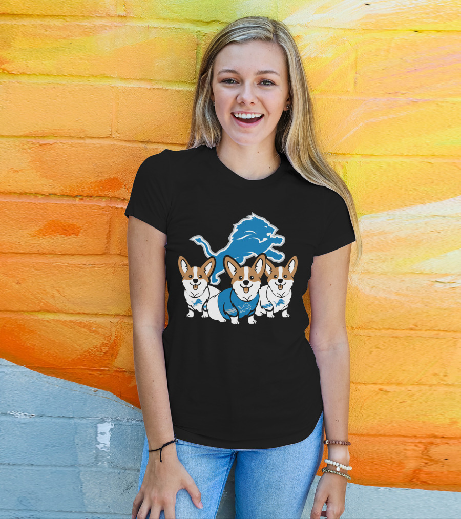 Detroit Lions Corgi Trio T-Shirt