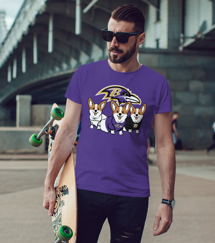 Baltimore Ravens Corgi Trio T-Shirt