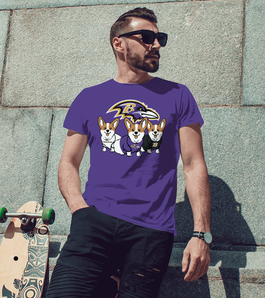 Baltimore Ravens Corgi Trio T-Shirt