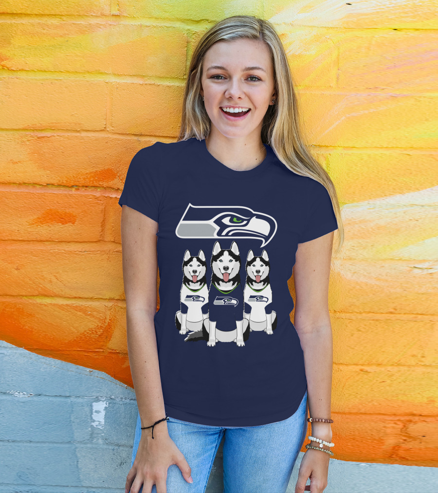 Seattle Seahawks Husky Trio Fan T-Shirt