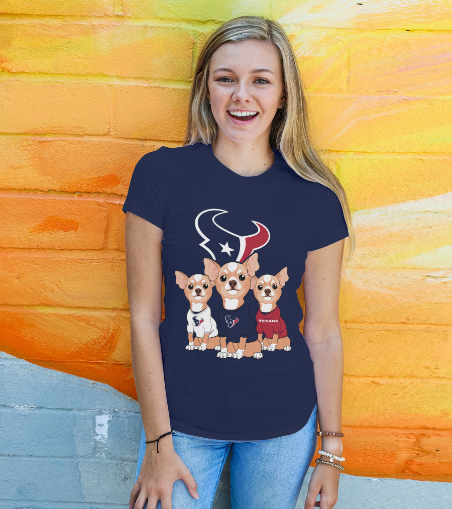 Houston Texans Chihuahua Trio Fan T-Shirt