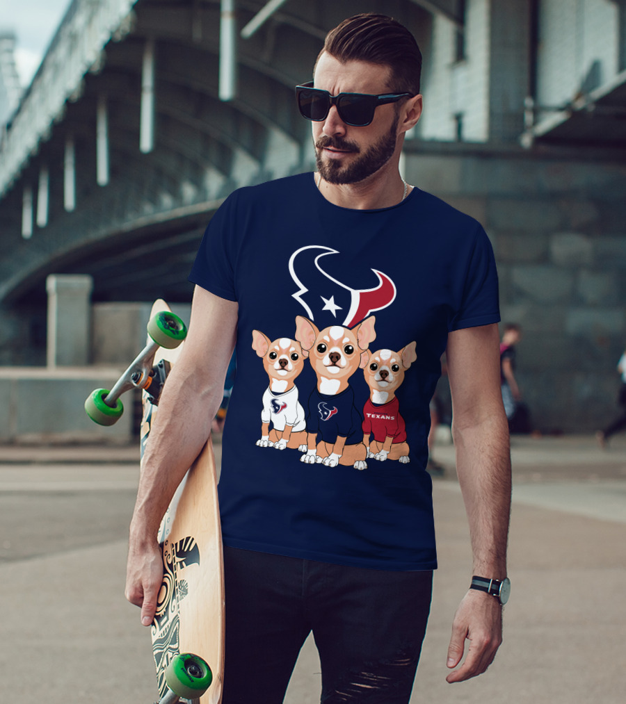 Houston Texans Chihuahua Trio Fan T-Shirt
