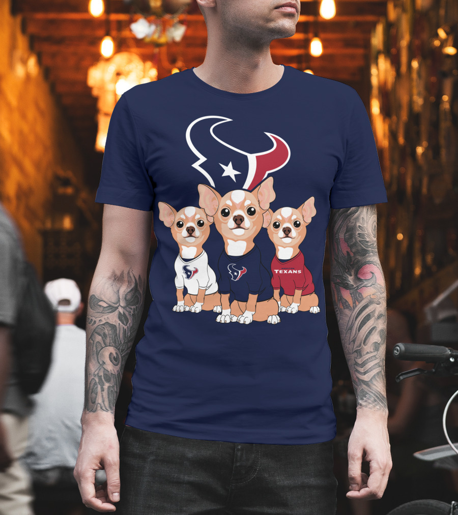 Houston Texans Chihuahua Trio Fan T-Shirt