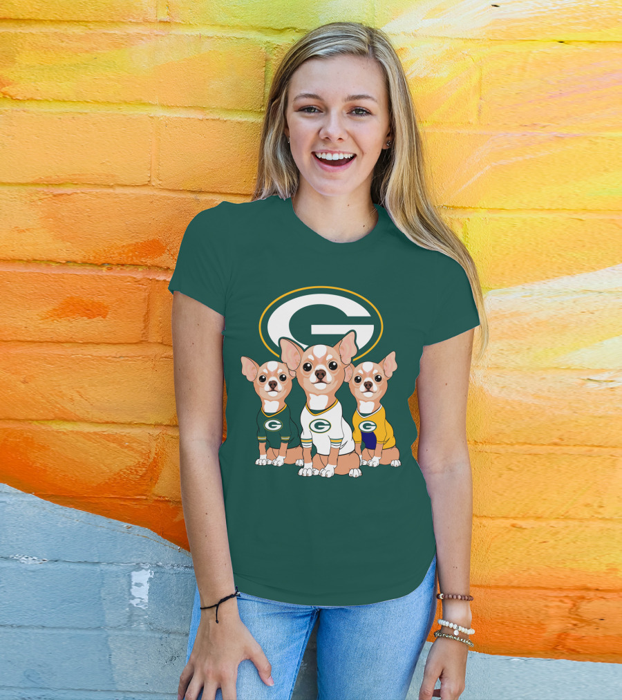 Green Bay Packers Chihuahua Trio T-Shirt