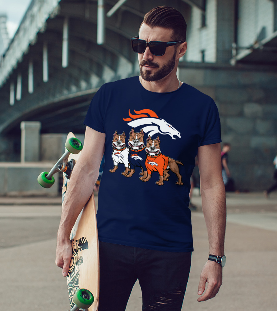 Denver Broncos With Pitbull T-Shirt