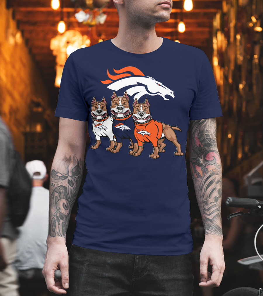 Denver Broncos With Pitbull T-Shirt