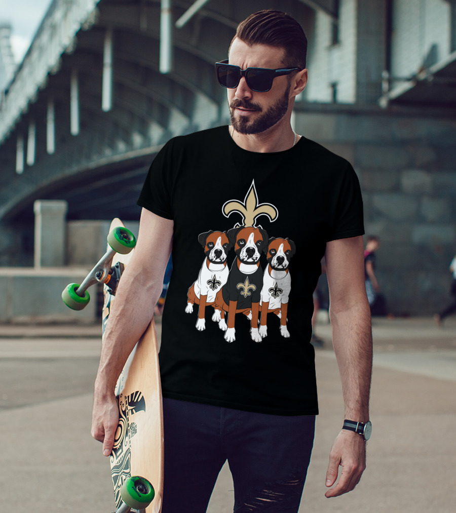 New Orleans Saints Boxer Dog Trio T-Shirt