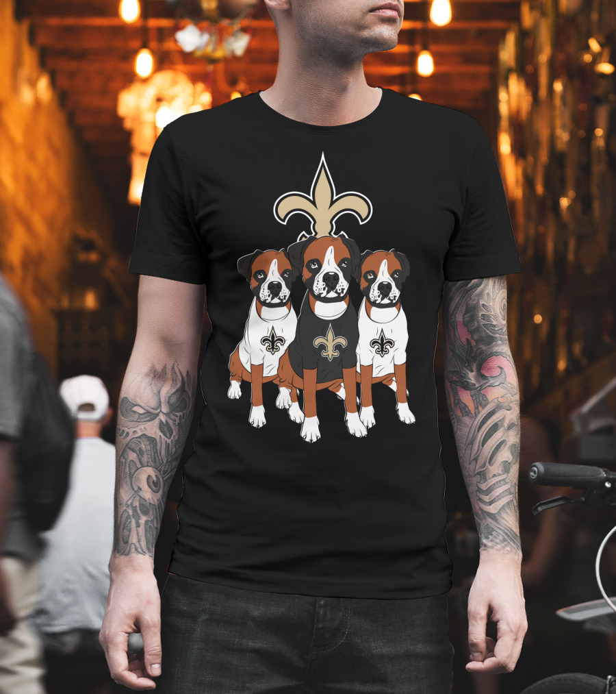 New Orleans Saints Boxer Dog Trio T-Shirt