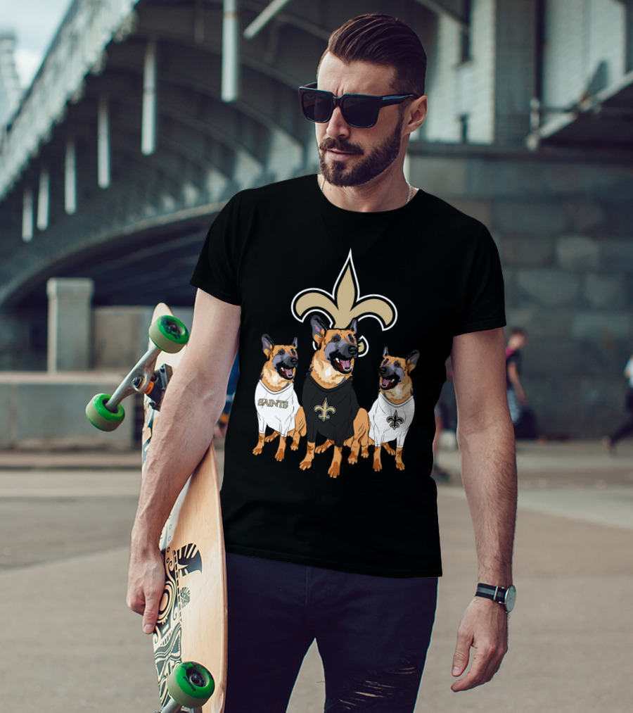 Saints Fleur-De-Lis German Shepherd Trio T-Shirt