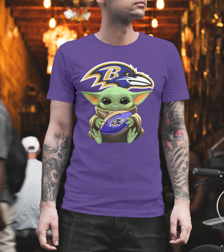 Babyyoda Star Wars Baltimore Ravens Football Crossover T-Shirt