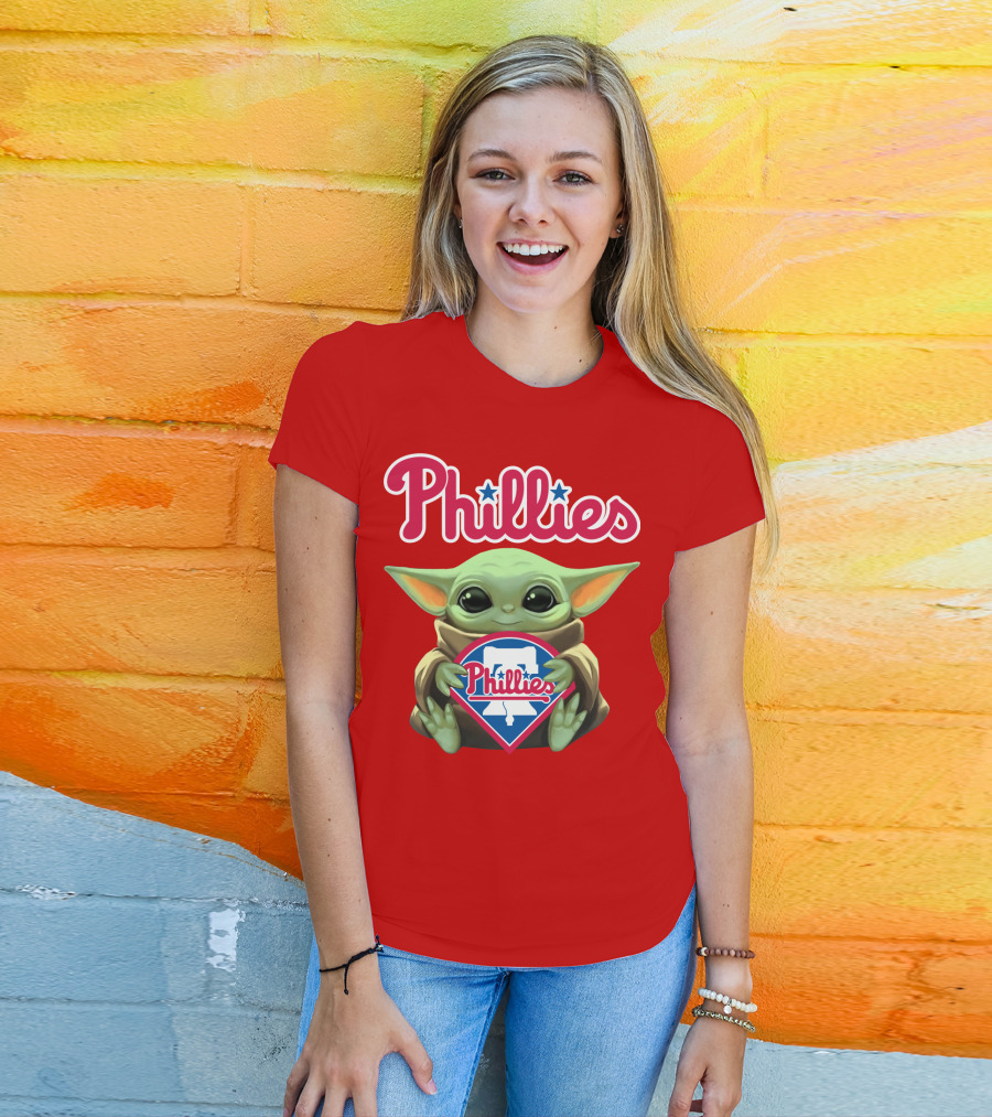 Phillies Baby Yoda Holding Phillies T-Shirt