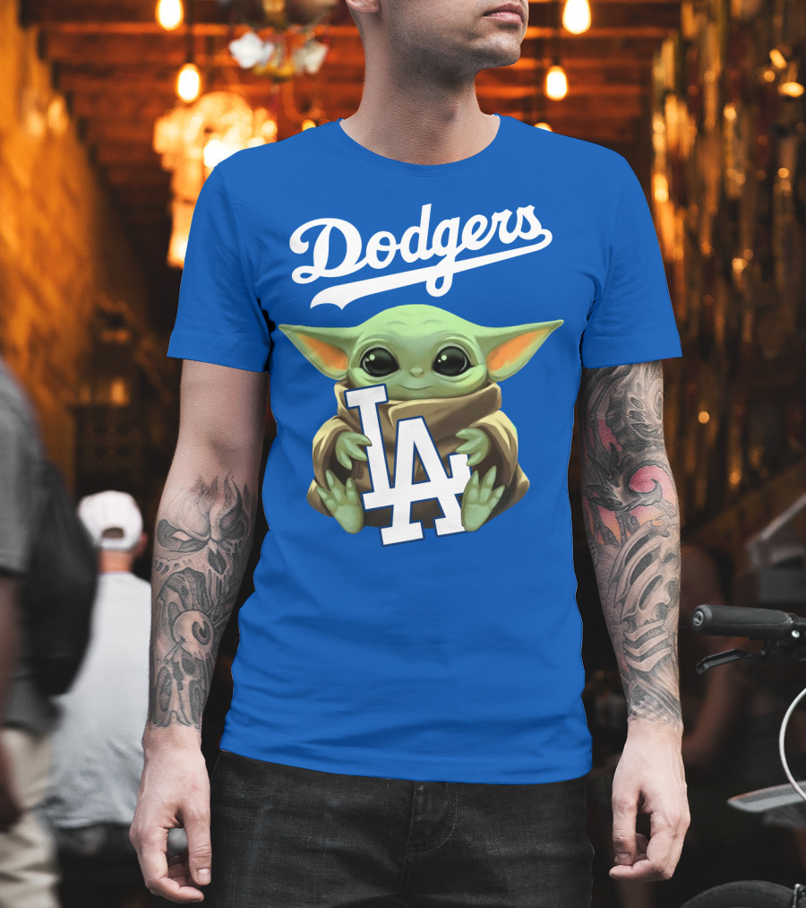 Dodgers Baby Yoda Holding La Team T-Shirt
