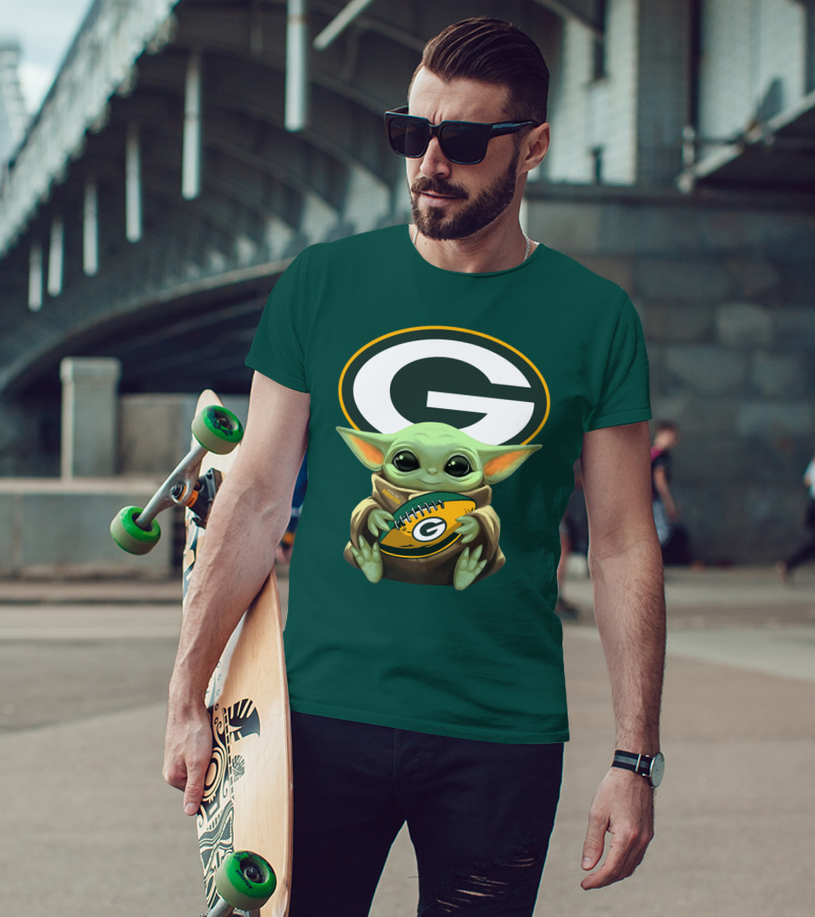 Baby Yoda Green Bay Packers Football Fan T-Shirt